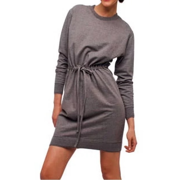 Norma Kamali Long Sleeve Heather Gray Sweatshirt Dress SIZE LARGE - Picture 1 of 6